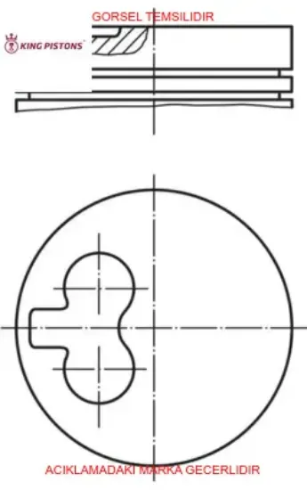 Piston+segman 1 (82+0.40) fıat doblo 1.9 d 223a.6000  46788128/ 46788132/ 46788134 Kıng 18-2050962 resmi