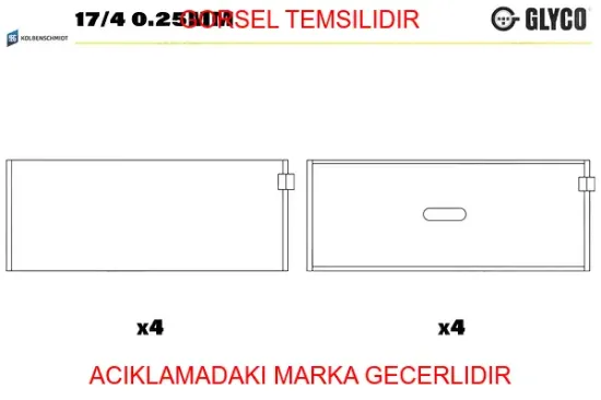 Kol yatak takımı 0.25 m103 m104 w124 w201 w202 w126 w463 w140 6 sılındır kolbensmıtch a1110381010/ cr6776cp025 resmi