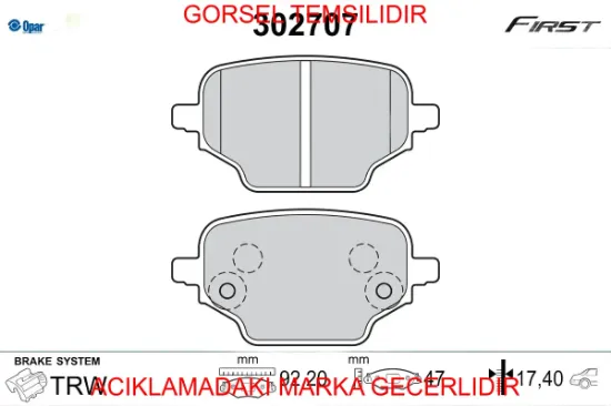 Fren balata takımı opar 155255420 resmi