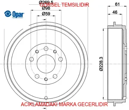 Kampana arka fren(5lr) opar 52015297 resmi