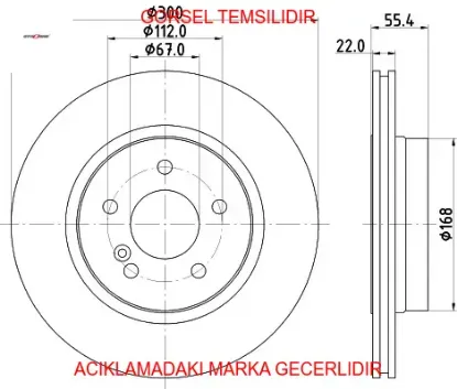 Fren dıskı arka mercedes w202 w203 cl203 s203 c208 c209 a208 a209 w210 r170 otozone a2104230812 resmi