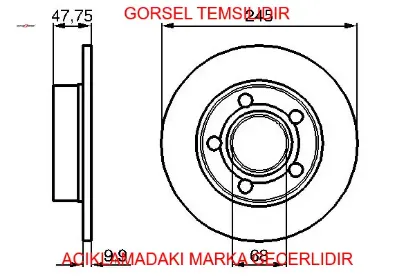 Arka fren dısk adet -245x105 112 vw passat 00-05 audı a4 95-01 otozone 8d0615601a resmi