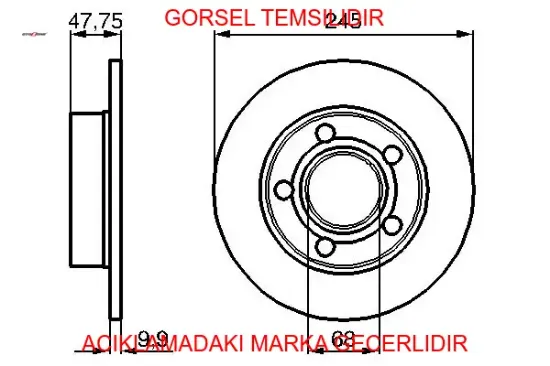 Arka fren dısk adet -245x105 112 vw passat 00-05 audı a4 95-01 otozone 8d0615601a resmi