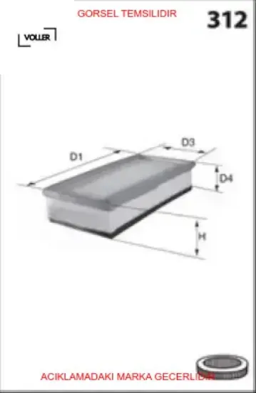 Hava filtresi logan 04 dokker 12 lodgy 12 symbol ıı 08 14 1.4 / 1.6 16v voller 165469466r resmi