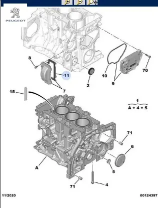 Motor blok kenar kapak 208-301-3008 Peugeot 1613176980 resmi