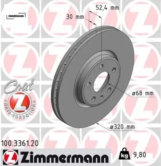 Ön fren aynası a4-a5-a6-a7-q5 320×30x28xhavalı 0986479c49-df6148 8R0615301/ 8R0615301C resmi
