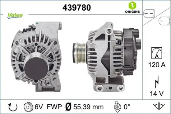 Alternator a115 14v 120a. fca 500 c 07- fıorıno 07- nemo 10- bıpper 10> Valeo 51880173/ 51993603/ 1608858180 resmi