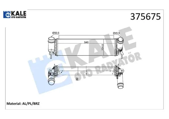 Turbo radyatörü ıntercooler nıssan navara np300 2.3 dcı 15 >mercedes x-class 2.3 3.0d 15 > brazıng 8 Kale radyatör 144614JA0B resmi