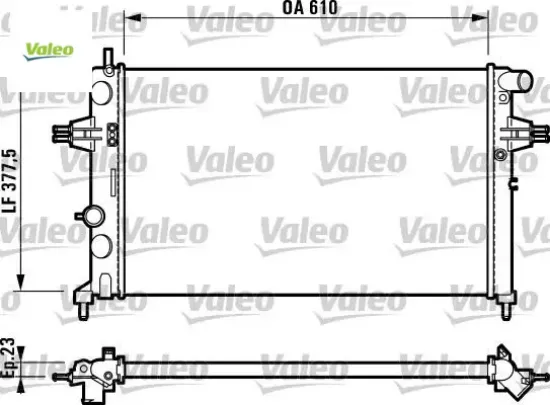 Radyatör astra g-zafıra 1.4 16v-1.6 16v-1.8 16v-2.0 16v-2.2 16v ac klimasız mekanik 610×377.5x23 Valeo 93177121/ 9193265/ 1300214/ 1300257 resmi