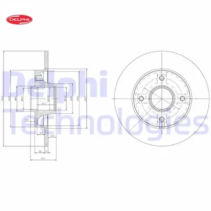 Arka fren aynası adet p307-c4 1.4-1.6-2.0 hdi 05> 249×9x4dl poryalı Delphı 4246.Z9/ 4249.34 resmi