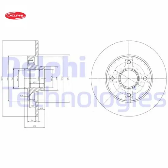 Arka fren aynası adet p307-c4 1.4-1.6-2.0 hdi 05> 249×9x4dl poryalı Delphı 4246.Z9/ 4249.34 resmi