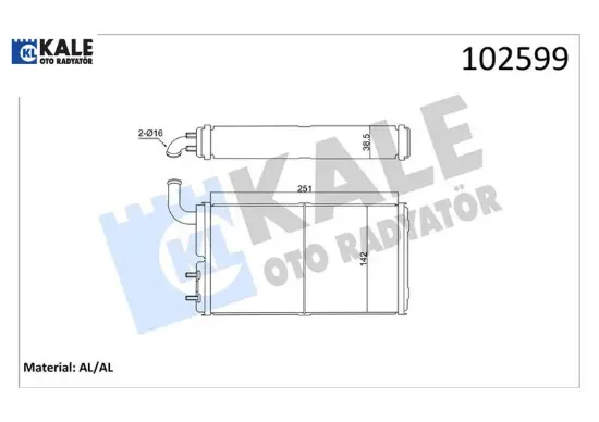 Kalorifer radyatörü brazıng versiyonu kl271100 fıat-tofaş skd murat 131 şahin doğan slx 1.6 74 > at/ Kale radyatör 4327232/ 85007271 resmi
