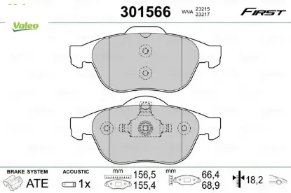 Ön fren balatası renault laguna ıı 01>05 laguna ııı 07>15 megane ıı 02> Valeo 7701206598/ 7701208183/ 7701209808 resmi