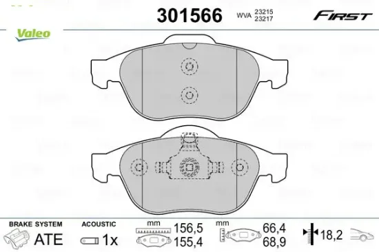 Ön fren balatası renault laguna ıı 01>05 laguna ııı 07>15 megane ıı 02> Valeo 7701206598/ 7701208183/ 7701209808 resmi