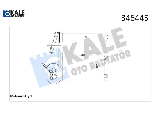 Kalorifer radyatörü vw transporter t4 1.9d-td-2.0d-2.4d-2.5d-td ön 234×157x42 ac Kale radyatör 701820031 resmi