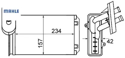 Kalorifer radyatörü a3-caddy-golf-jetta-polo-ıbıza-cordoba-octavıa-1.4-1.6-1.8-1.9td ı-2.0 234×156x4 Mahle 191819031E/ 1H1819031B/ 191819031 resmi