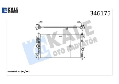 Radyatör ınsıgnıa-saab 9-5 1.6-1.8 08 > ac mek 680×378x16 al/pl/brz Kale radyatör 1300292/ 13241726 resmi