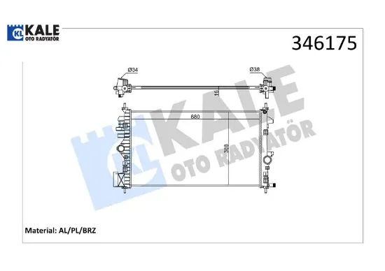 Radyatör ınsıgnıa-saab 9-5 1.6-1.8 08 > ac mek 680×378x16 al/pl/brz Kale radyatör 1300292/ 13241726 resmi