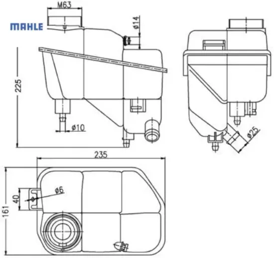 Radyator yedek su deposu mercedes c219 w211 s211 Mahle A2115000049 resmi