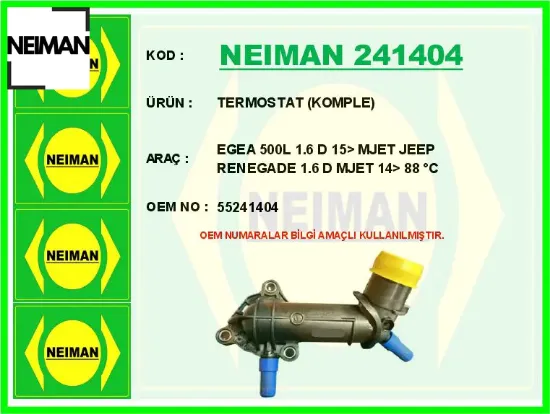 Termostat komple egea 500l 1.6 d 15> mjet jeep renegade 1.6 d mjet 14> 88 c 55241404 resmi