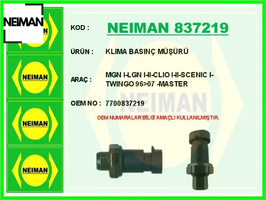 Klıma basınç müşürü mgn ı-lgn ı-ıı-clıo ı-ıı-scenıc ı-twıngo 96>07 -master 7700837219 resmi