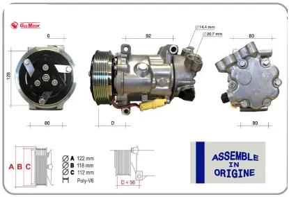 Klima kompresörü sıfır ürün cıtroen berlıngo 1.6 bluehdi c3 pıcasso c4 coupe c5 ııı c5 ı skoda ko dı Gua 6453.QL/ 9651911480/ 6453.QN/ 6453.QK resmi