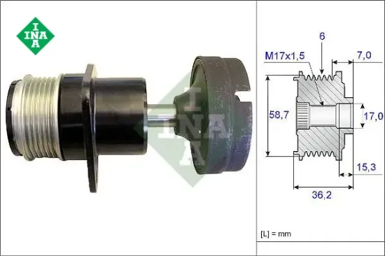 Alternatör şaftı kasnak ford connect-focus 98> 1.8 tdci 1.8 tdcı-1.8 td Ina 5M5Q10D310AB/ 1477441 resmi