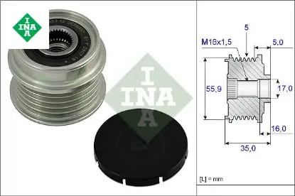 Alternatör gergi rulmanı alternatör kasnağı passat-a4 1.9 tdı afn-avg-1z Ina 028903119T/ 028903119AN/ 28903165 resmi
