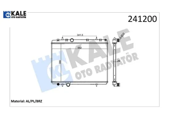 Radyatör 407 04>c5 04>1.6hdı 2.2 16v ac mek 552×380x26 1 sıra alb sistem Kale radyatör 1330.J9/ 1330J9 resmi