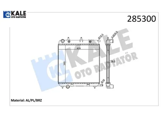 Radyatör brazing c3 04/02>207 02/06>1007 04/05> klimasız mek 380×409x26 Kale radyatör 1330.C0/ 1330.C2/ 1330.W8 resmi