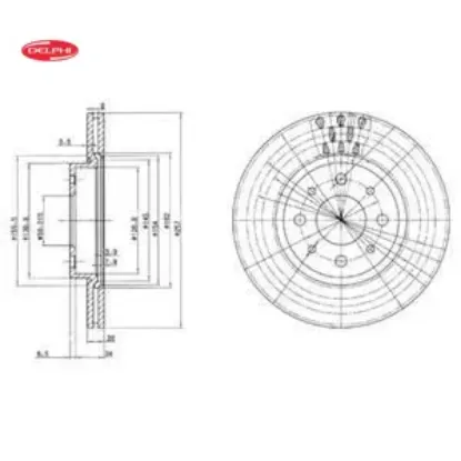 On fren dıskı fıat doblo 01> albea ym punto 01> brava-bravo 06> 1.3mtj 257.4x20x 4 delik havalı Delphı 51749124/ 7779409/ 7645056/ 46416712 resmi
