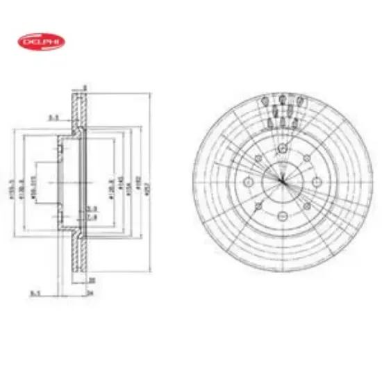 On fren dıskı fıat doblo 01> albea ym punto 01> brava-bravo 06> 1.3mtj 257.4x20x 4 delik havalı Delphı 51749124/ 7779409/ 7645056/ 46416712 resmi