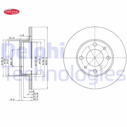 Ön fren aynası m131 1600 227×10.8x4dl Delphı 4208311/ 4139010/ 4385812/ 55178237 resmi