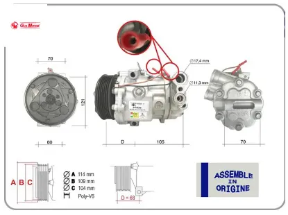 Klima kompresörü sıfır ürün fıat doblo 10> fıorıno 07>grande punto 05>13 lınea 07> corsa d 06>14 p e Gua 51803075/ 1537745/ 1607883080 resmi