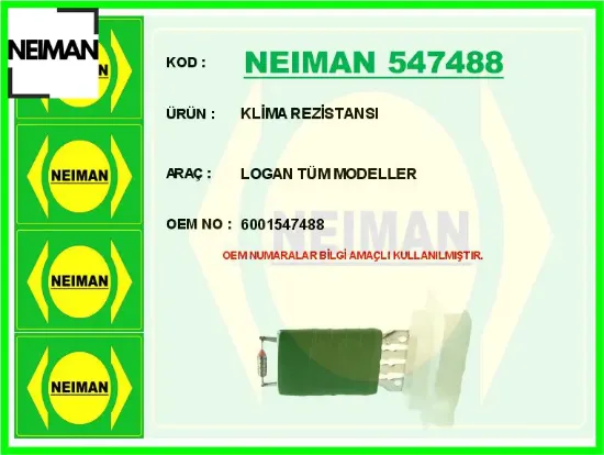 Klima rezistansı logan tüm modeller 6001547488 resmi