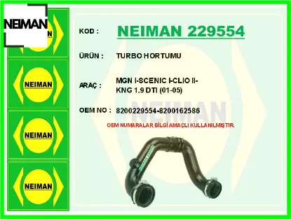 Turbo hortumu mgn ı-scenıc ı-clıo ıı-kng 1.9 dtı 01-05 8200229554/ 8200162586 resmi