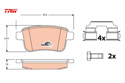 Fren balatası arka mercedes cıtan w415 12> . renault kangoo ıı 09> Trw A4154210410/ 440604876R resmi