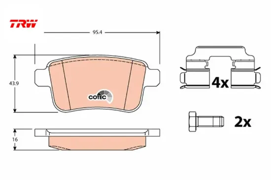 Fren balatası arka mercedes cıtan w415 12> . renault kangoo ıı 09> Trw A4154210410/ 440604876R resmi