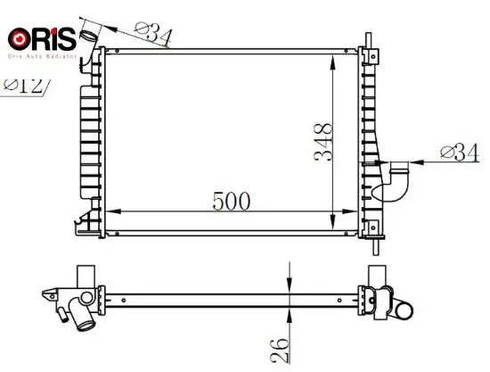 Radyatör brazing vectra b 2.0 dtı 16v ac klimasız mek 500×348x26 Orıs 1300178/ 52479093 resmi