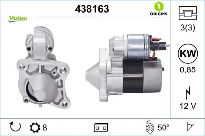 Marş motoru 12 v 0.85 kw 8 diş renault megane ıı 02>08 clıo ıı 98>05 kangoo 97> laguna ıı 01>07 loga Valeo 8200266777/ 7711135335/ 8200182178 resmi