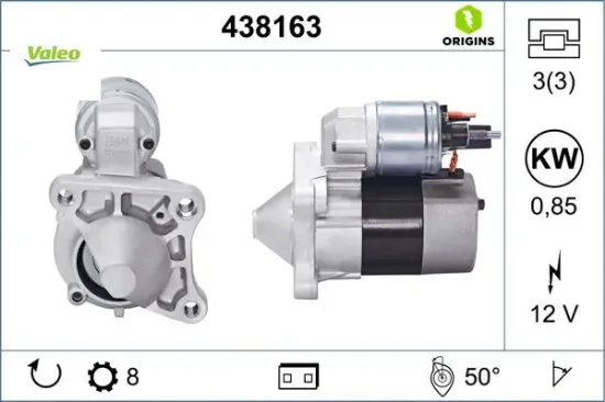 Marş motoru 12 v 0.85 kw 8 diş renault megane ıı 02>08 clıo ıı 98>05 kangoo 97> laguna ıı 01>07 loga Valeo 8200266777/ 7711135335/ 8200182178 resmi