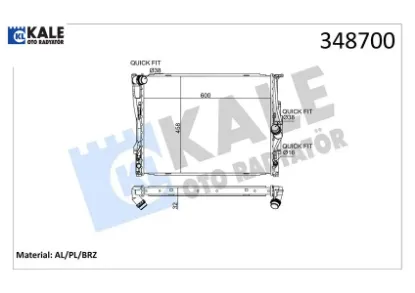 Motor su radyatoru bmw n45 n46 e81 e82 e87 e88 e90 e91 e92 e93 e84 Kale radyatör 17117553111 resmi