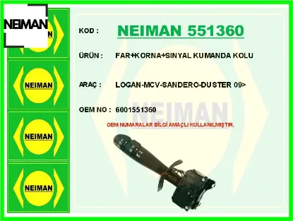 Far korna sınyal kumanda kolu logan-mcv-sandero-duster 09> 6001551360 resmi