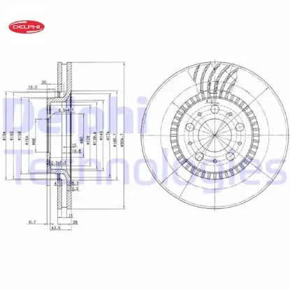 Ön fren aynası volvo s60 00-10 s80 98-06 v70 97-07 xc70 00-07 305×25x5dlx büyük tip delikli -9864784 Delphı 274170/ 274559/ 31262707/ 31262716 resmi