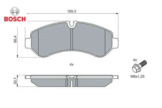 Fren balatası arka mercedes sprınter b907 18> Bosch A9074205201 resmi