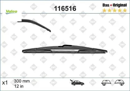 Silecek swf 30cm x1 arka focus ııı 11 > fıesta 06 > qashqaı 07 > secenıc ııı 09 > yarıs saab Valeo 1462914/ 9882007000/ 852420D020 resmi