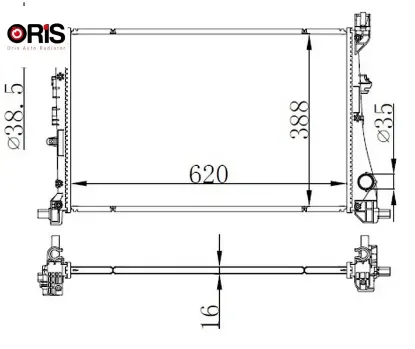 Motor su radyatörü fıat egea 15> 1.3d mtj 1.4 al-pl-brz 620×388x16 Orıs 52052220/ 52015588 resmi