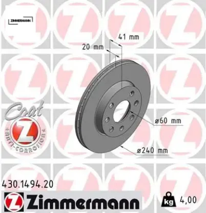 Ön fren aynası corsa c 1.0-1.2 16v 01>11 abs li 240×20x4dlxhavalı 95526649/ 569021/ 9195985/ 9127966 resmi