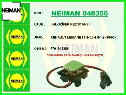 Kalorifer rezistansı renault megane ı 1.4-1.6-1.8-1.9 99-03 7701048356 resmi