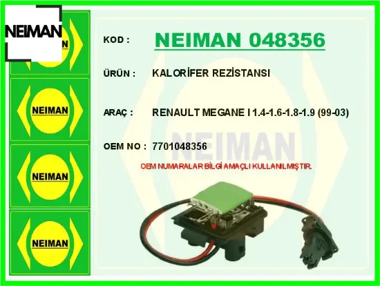 Kalorifer rezistansı renault megane ı 1.4-1.6-1.8-1.9 99-03 7701048356 resmi